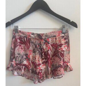 Zara Flamingo Print Viscose Shorts with Ruffle Hem  Small